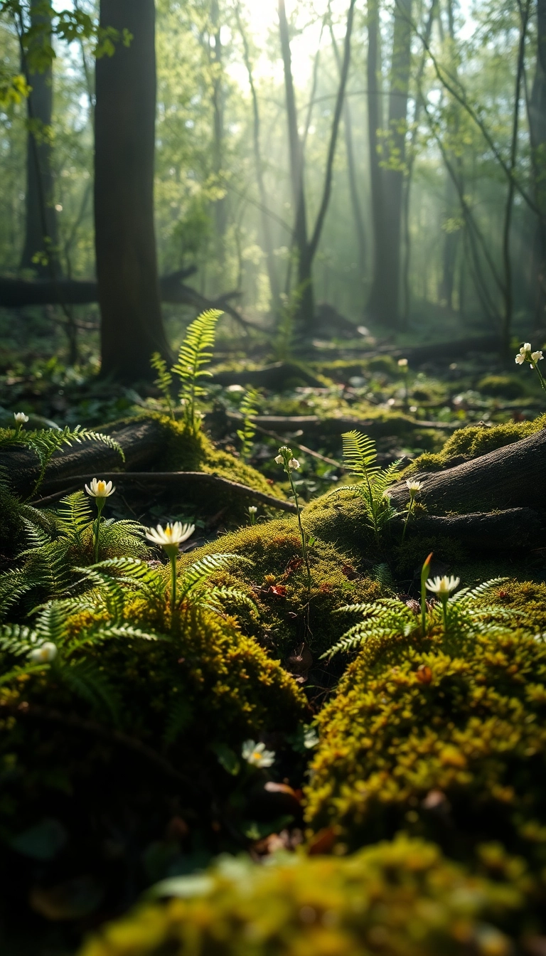 iPhone Captivating AI Spring Forest Floor Photogenic Wallpaper